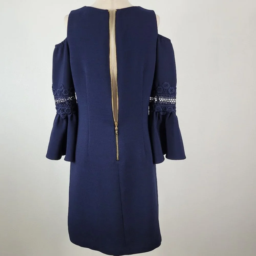 ELIZA J sheath off shoulder dress blue Sz 10P - Picture 5 of 8
